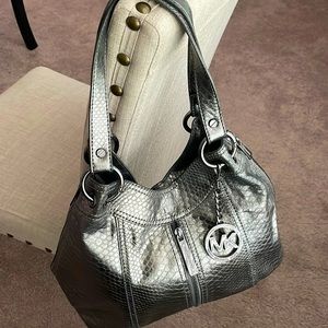 Authentic Michael Kors pewter croc handbag